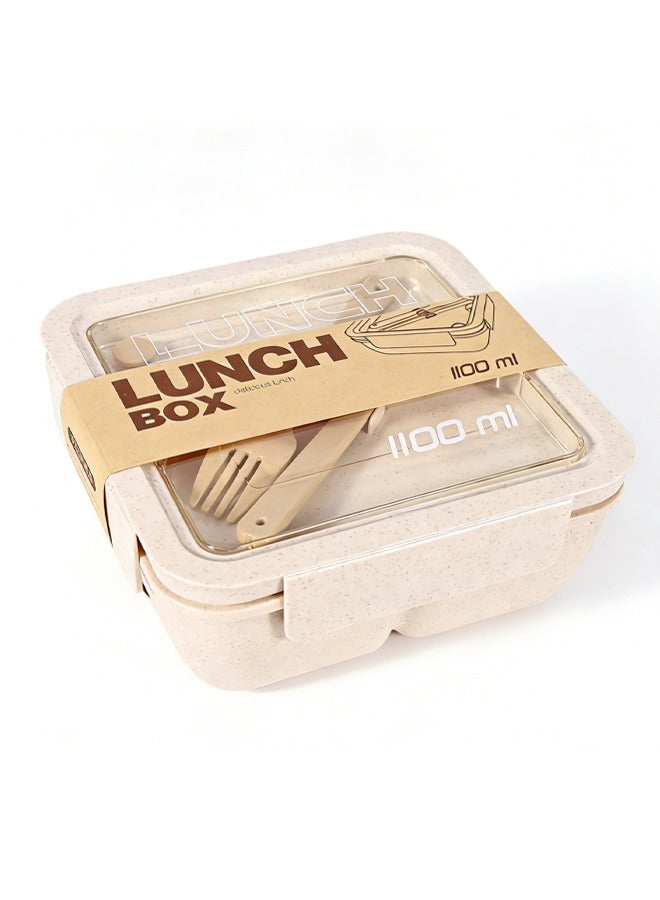 Favarey Lunch Box for Kids & Adults, Lunchbox Containers with Tablewares for Boys & Girls, Leakproof, Microwave, Dishwasher, Freezer Safe, Bpa-Free,Square 1100ML - Image 1